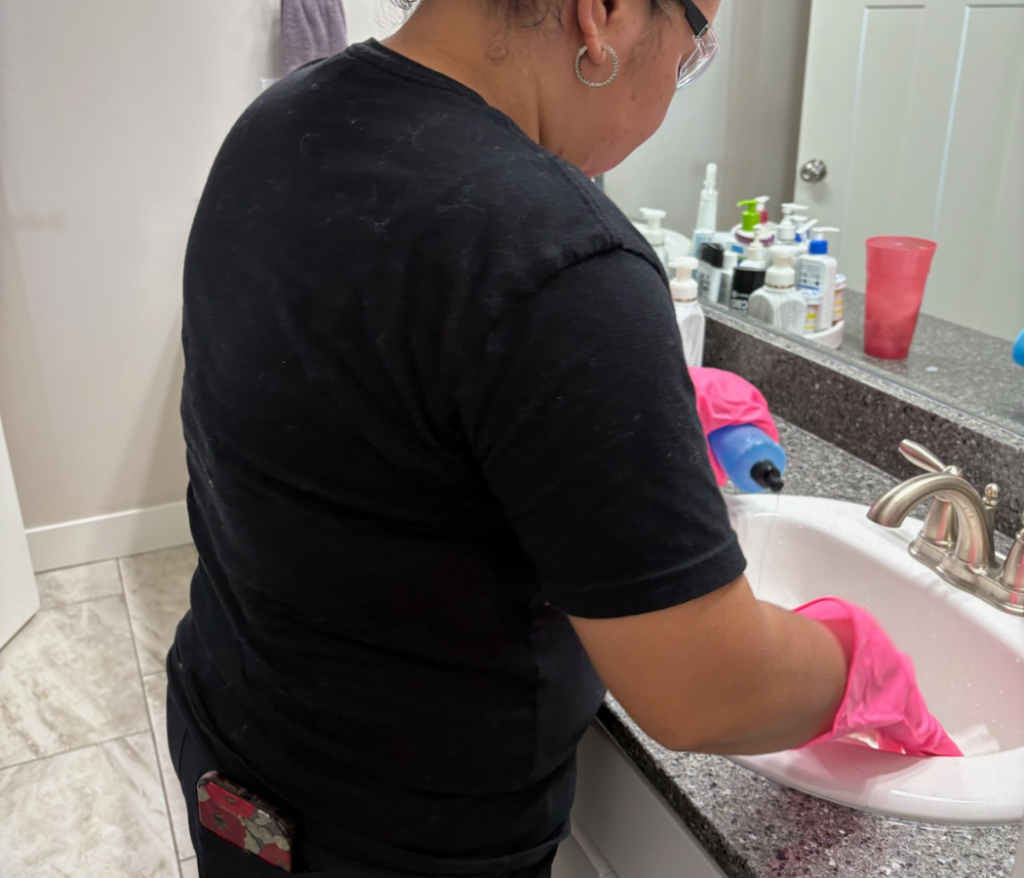 Maid-Serv monthly cleaning Utah bathroom mirror
